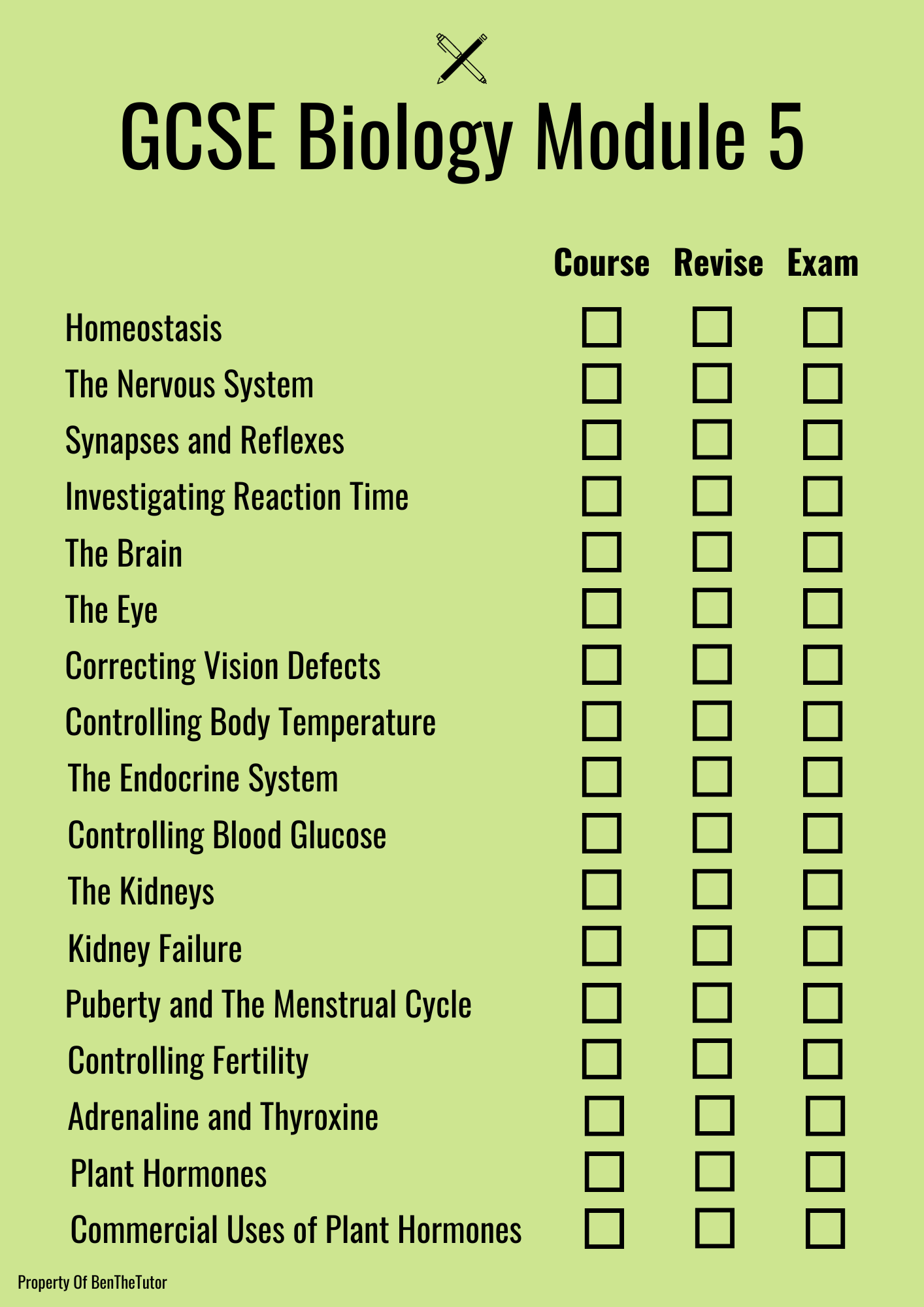 GCSE Biology Module 5 Checklist