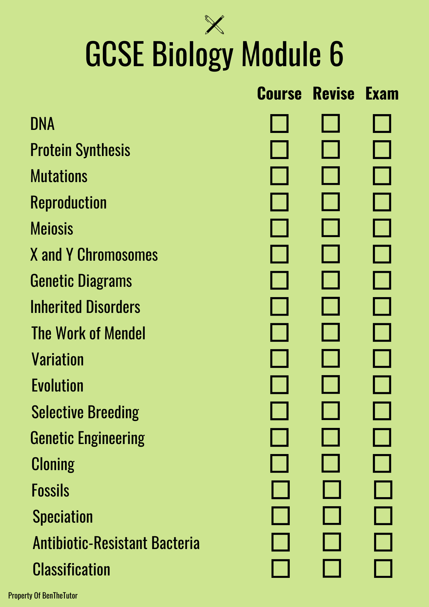 GCSE Biology Module 6 Checklist