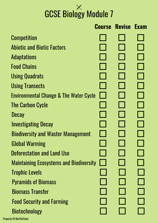 GCSE Biology Module 7 Checklist