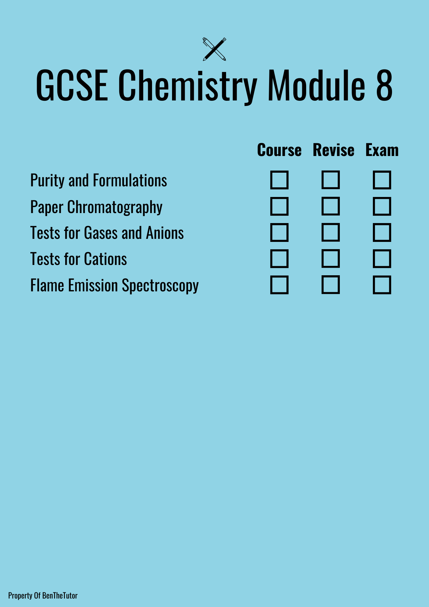 GCSE Chemistry Module 8 Checklist