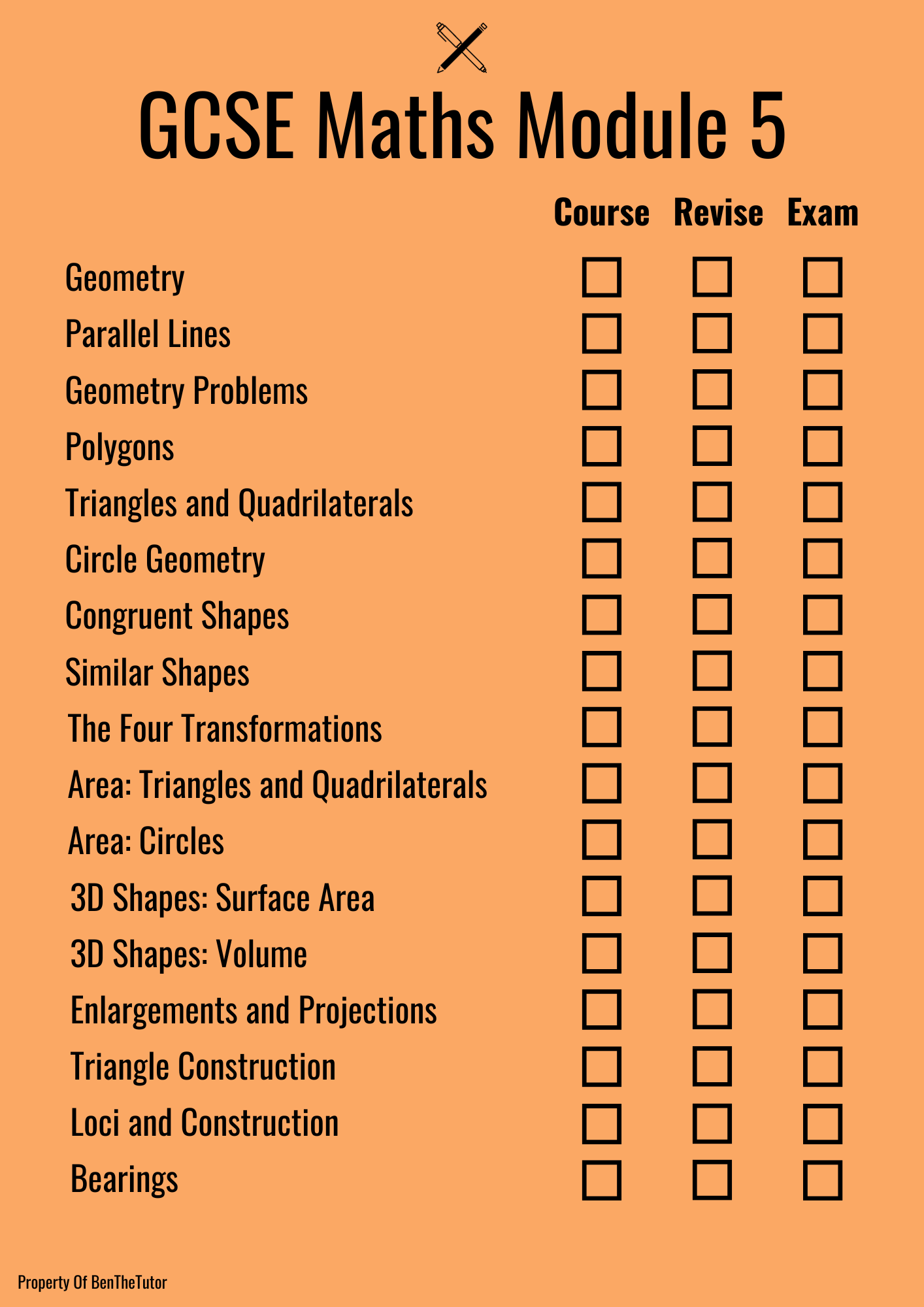 GCSE Maths Module 5 Checklist